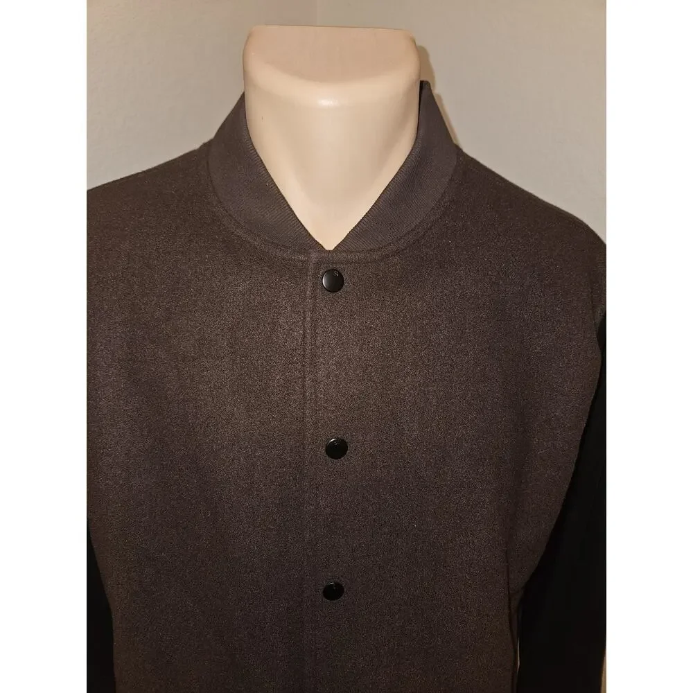 NWT! Banana Republic Mens Varsity Jacket Med Brown Black Colorblock Snap Button